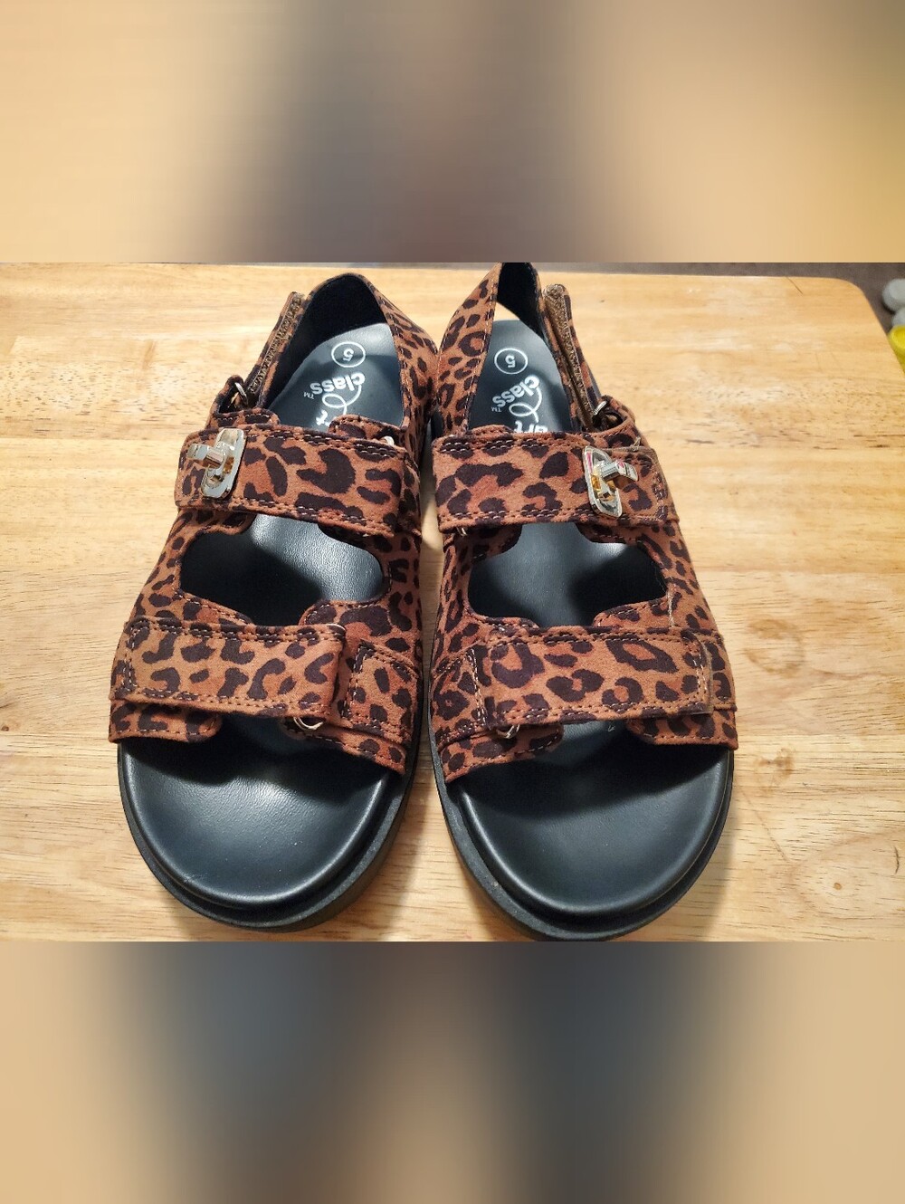 Leopard Print Adjustable Strap Sandals